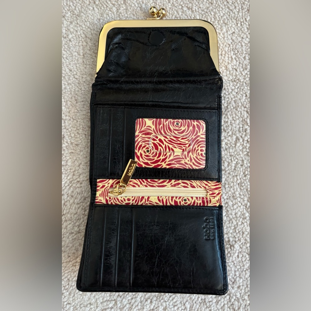 Elegant Black Leather Wallet by HOBO - Picture 3 of 12